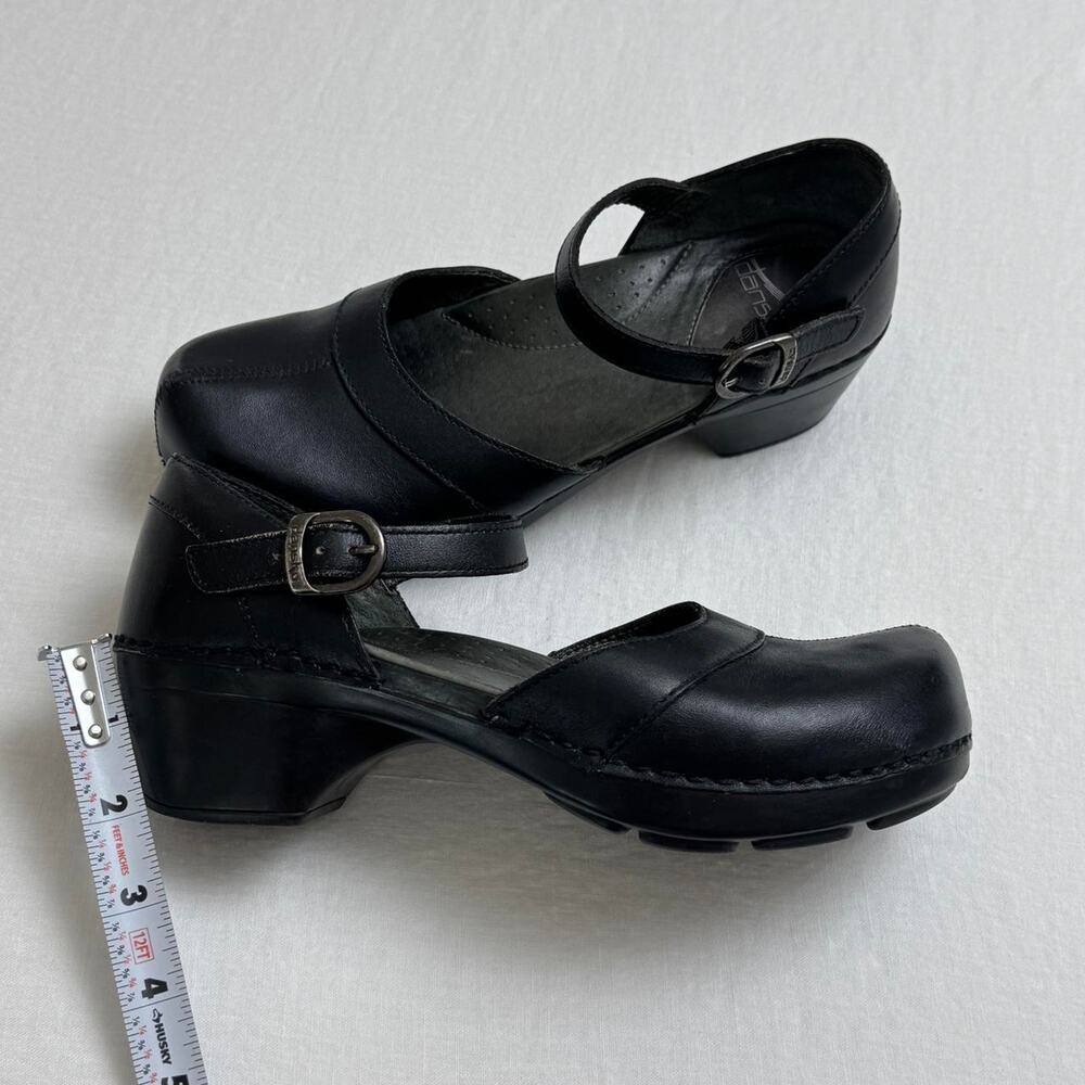 Dansko Black Leather Mary Jane Clog with Ankle Strap - Picture 4 of 8
